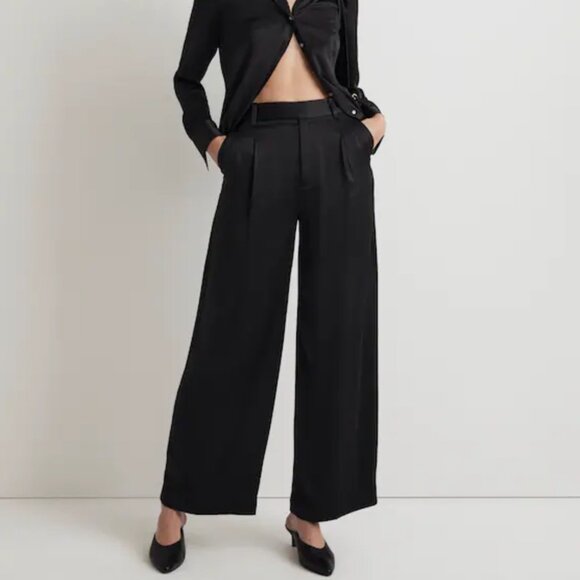 Madewell The Harlow Wide-Leg Pant in Satin 0P NWOT - Picture 1 of 6
